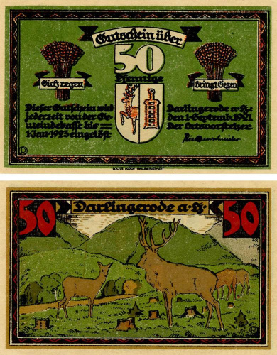 фото Германия Нотгельд  50 пфеннигов 1921 F-VF Дарлингероде