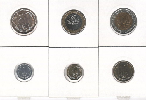фото Чили набор из 6 монет 2015 UNC