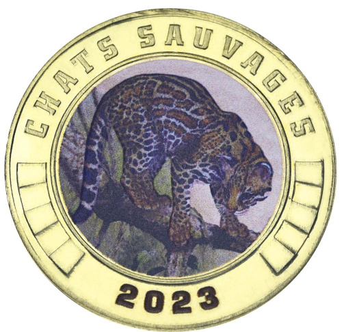 фото Остров Тромлен 3 франка 2023 UNC Кошки - Оцелот