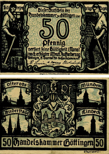 фото Германия Нотгельд  50 пфеннигов 1920  F-VF  Бёттинген