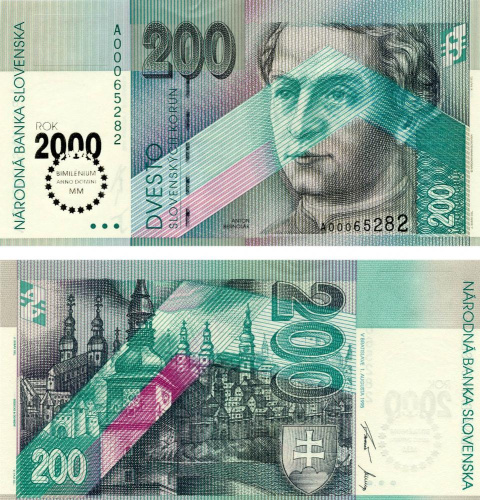 фото Словакия 200 крон 2000 «Миллениум 2000» UNC (P37)