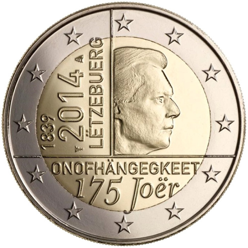 фото Люксембург 2 евро 2014 «Независимость» UNC (KM#129)
