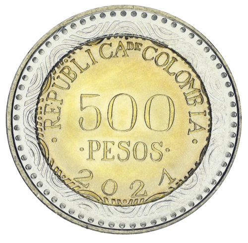 фото Колумбия 500 песо 2021 Биметалл UNC Жаба Лягушка