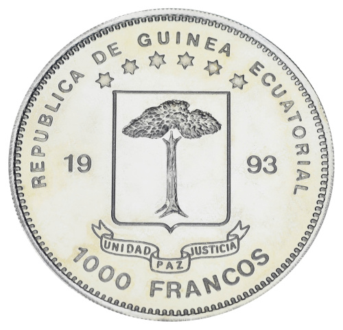фото Экваториальная Гвинея 100 франков 1993 UNC Динозавры Юрского периода - Стегозавр