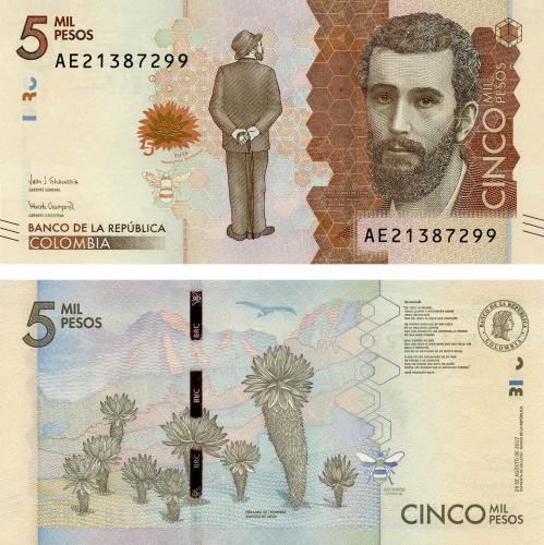 фото Колумбия 5000 песо 2017 UNC (P459с)