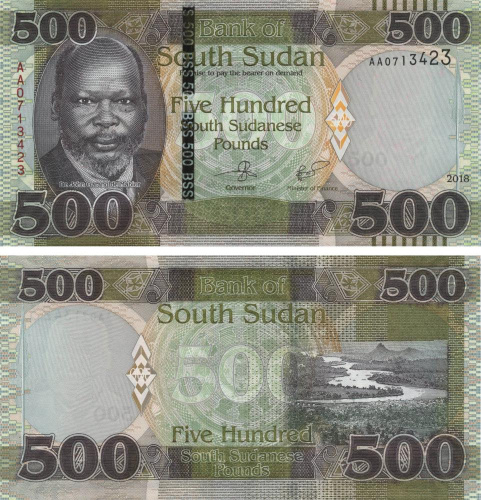 фото Южный Судан 500 фунтов 2018 UNC