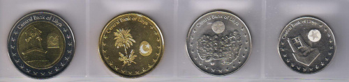 фото Ливия набор из 4 монет 2014 UNC 50, 100 дирхамов, 1/4, 1/2 динаров