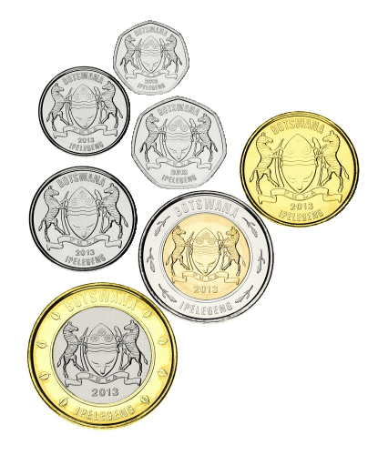 фото Ботсвана набор из 7 монет 2013 UNC 5, 10, 25, 50 тхебе, 1, 2, 5 пула