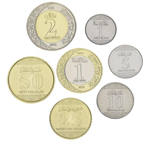 фото Саудовская Аравия набор из 7 монет 2016 UNC 1, 5, 10, 25, 50 халала, 1, 2 риала