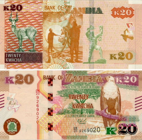 фото Замбия 20 квача 2020 Антилопа UNC (Pnew)