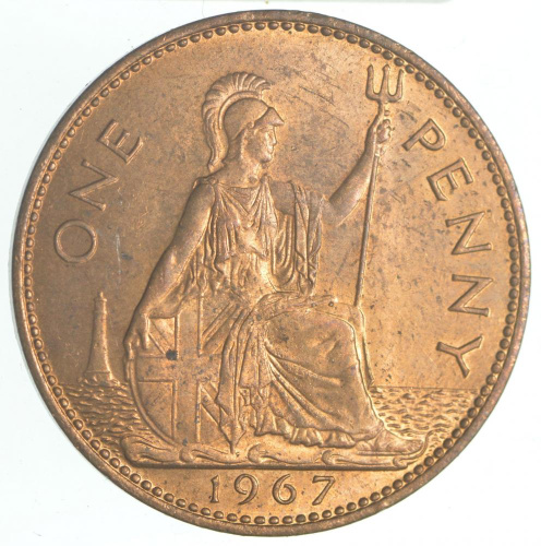 фото Великобритания 1 пенни 1967 F-VF (KM#897)