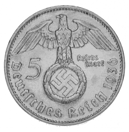 фото Германия 5 марок 1936 Серебро F-VF «Гинденбург»