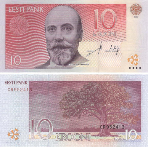 фото Эстония 10 крон 2007 UNC (P86)