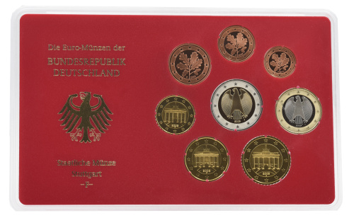 фото Германия набор из 8 монет евро 2003 UNC F 1, 2, 5, 10, 20, 50 евроцентов, 1, 2 евро в сувенирной упаковке