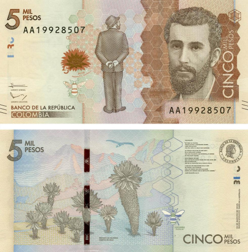 фото Колумбия 5000 песо 2016 UNC (P459a)