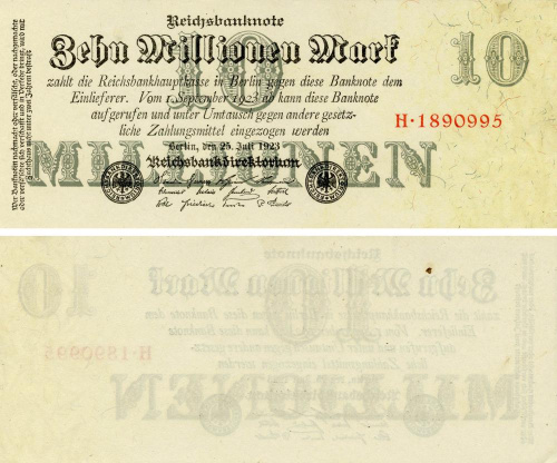фото Германия 10000000 марок 1923 AU-UNC (P96)