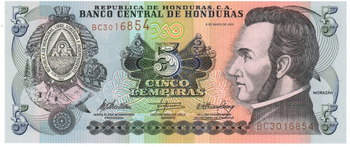 фото Гондурас 5 лемпир 2010 UNC (P91c)