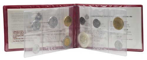 фото Сан-Марино набор из 10 монет 1992 UNC 1, 2, 5, 10, 20, 50, 100, 200, 500, 1000 лир (серебро)