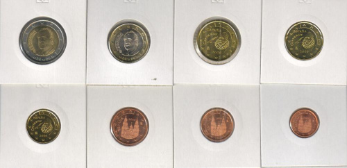 фото Испания набор из 8 монет евро 2006 VF-AU 1, 2, 5, 10, 20, 50 евроцентов, 1, 2 евро
