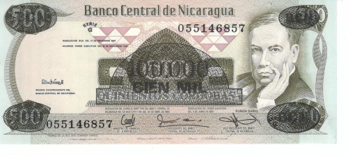 фото Никарагуа 100000 кордоб 1987 UNC (P149)