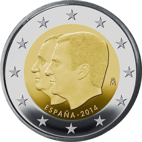 фото Испания 2 евро 2014 Биметалл UNC Король Филипп VI