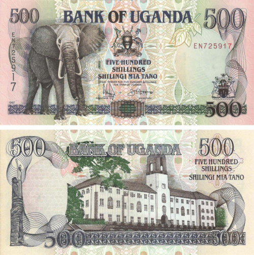 фото Уганда 500 шиллингов 1997 UNC Слон (P35b)