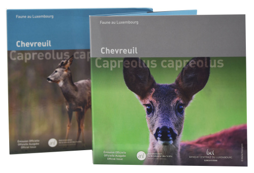 фото Люксембург 5 евро 2015 Биметалл Серебро Proof Европейская косуля в сувенирной упаковке