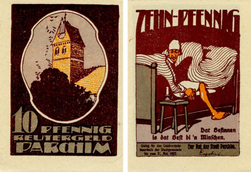 фото Германия Нотгельд  10 пфеннигов 1922  F-VF Пархим