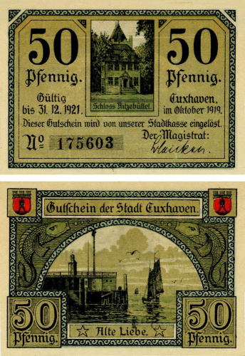 фото Германия Нотгельд 50 пфеннигов 1921 F-VF  Куксхафен