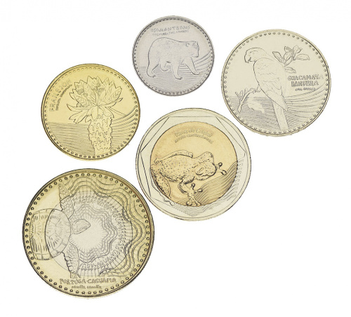 фото Колумбия набор из 5 монет 2016 UNC Животные 50, 100, 200, 500, 1000 песо