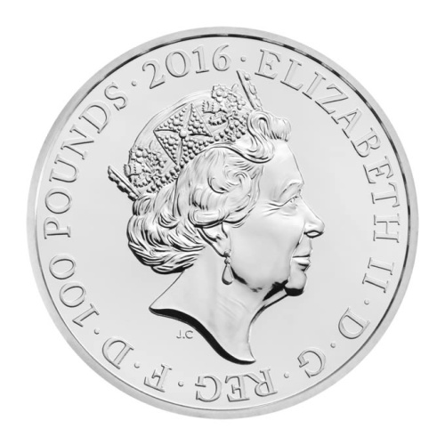 фото Великобритания 100 фунтов 2016 «Трафальгарская площадь» Серебро UNC