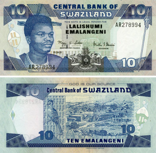 фото Свазиленд 10 лилангени 2001 UNC Emalangeni (P29a)