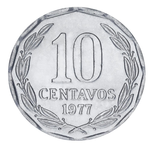 фото Чили 10 сентаво 1977 UNC Птица - Гриф