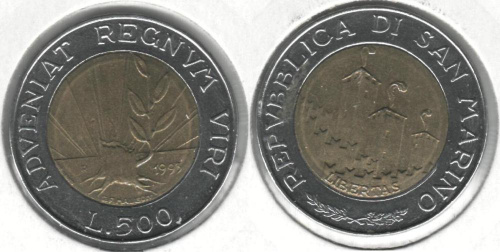 фото Сан-Марино 500 лир 1993 VF (KM#301)