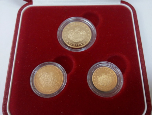 фото Монако набор из 3 монет евро 2005 Proof 1, 2, 5 центов