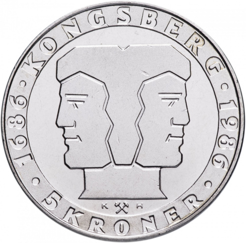 фото Норвегия 5 крон 1986 UNC (KM#428)