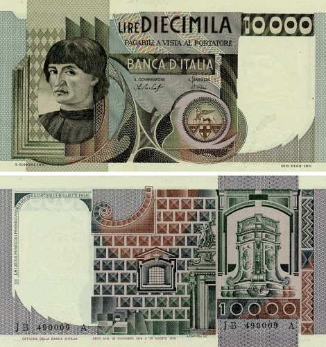 фото Италия 10000 лир 1978 UNC (P106a)