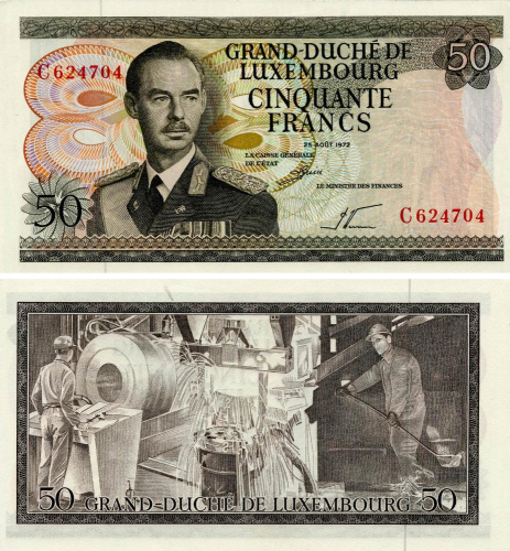 фото Люксембург 50 франков 1972 UNC Serie C (P55)