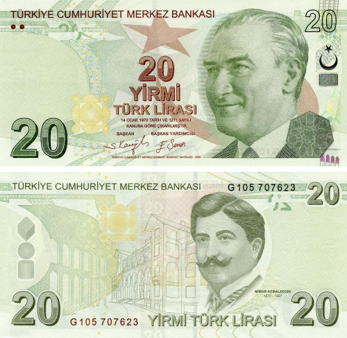 фото Турция 20 лир 2009 (2022) UNC (P224f)