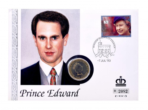 фото Великобритания 2 фунта 1994 UNC Принц Эдвард Конверт