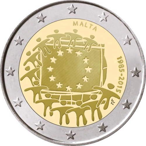 фото Мальта 2 евро 2015 «Европейский флаг» UNC