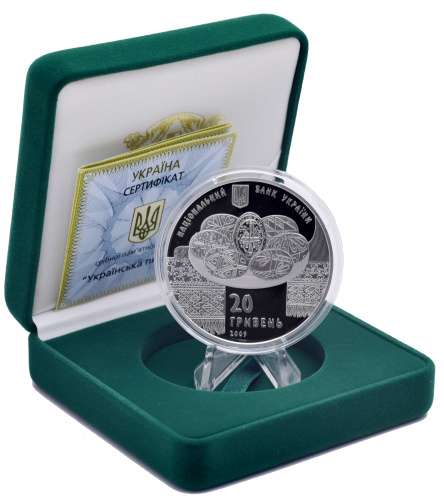 фото Украина 20 гривен 2009 Серебро Proof Украинская пысанка - Праздник Пасхи (Ag 925, 2 унции, 62.2 грамма)