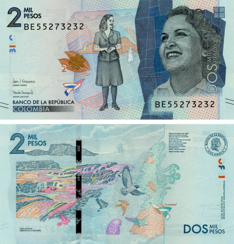 фото Колумбия 2000 песо 2019 UNC Птицы (P458)