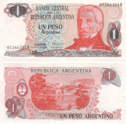 фото Аргентина 1 песо 1983-1984 UNC (P311)