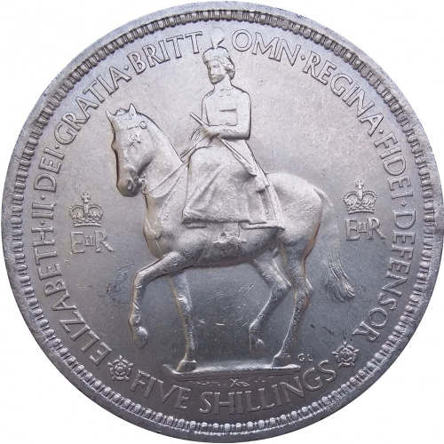 фото Великобритания 5 шиллингов 1953 F-VF Коронации Елизаветы II