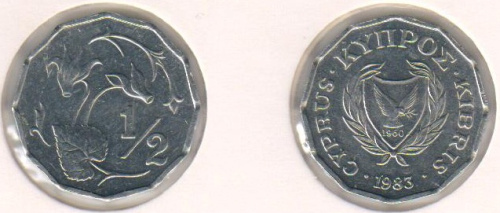 фото Кипр 1/2 цента 1983 VF (km#52)